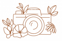 Un icône d'une caméra avec des fleurs